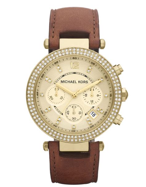 michael michael kors women's small parker leather strap watch|michael kors silicone watch band.